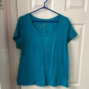 Addition Elle 1X Blue Short Sleeve Relaxed T-Shirt